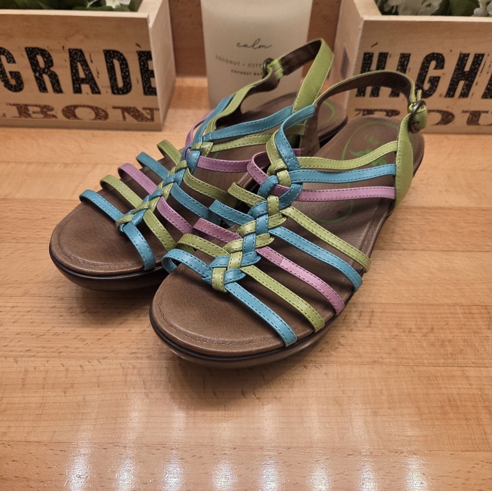 Dansko Dana Multicolored Leather Wedge Sandals Womens Size 40 - Picture 11 of 11
